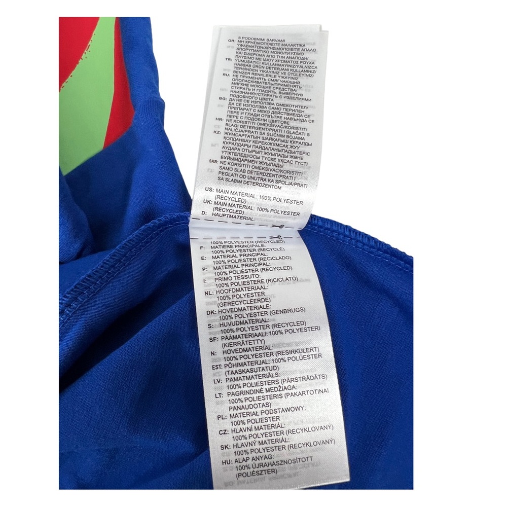 Adidas x Farm Rio Shirt Women Large Blue Tropical Short Sleeve Crop Pullover NWT - Picture 13 of 13